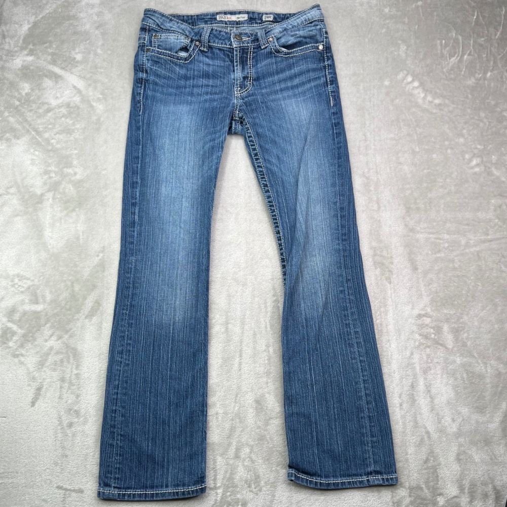BKE Payton Jeans Womens 28R Blue Solid Stretch Distressed Bootcut Denim Pants
